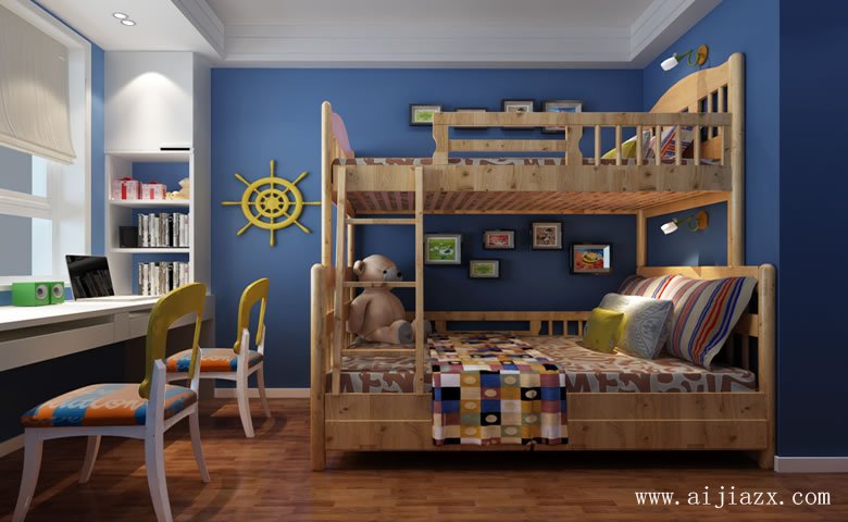 健康安全的蓝白色现代简约风格三居室儿童房装修效果图