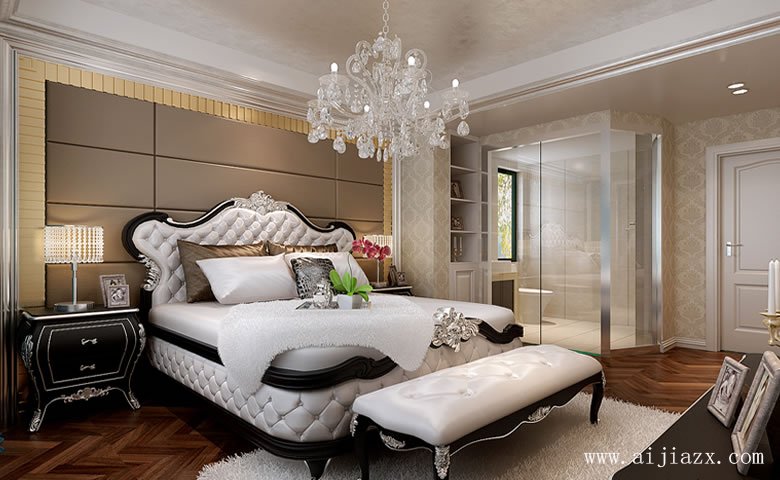 120平米宁静素雅的简约欧式风格三居室卧室装修效果图
